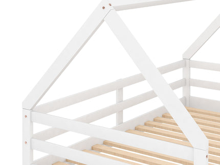Low Bunk Bed With House Shaped Frame And Ladder