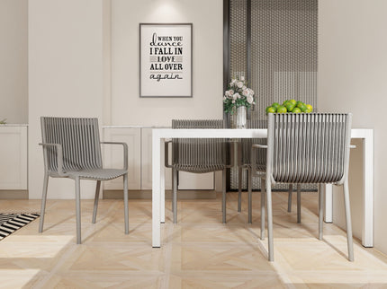 4 Piece Stackable Single Chairs With Vertical Stripe Design For All Weather