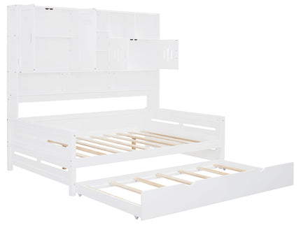 Daybed With All-In-One Cabinet And Shelf