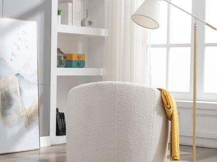 Teddy Fabric Swivel Accent Armchair Barrel Chair With Powder Coating Metal Ring