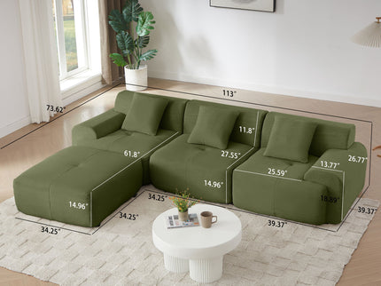 L Shaped Modular Sectional Sofa And Movable Ottoman