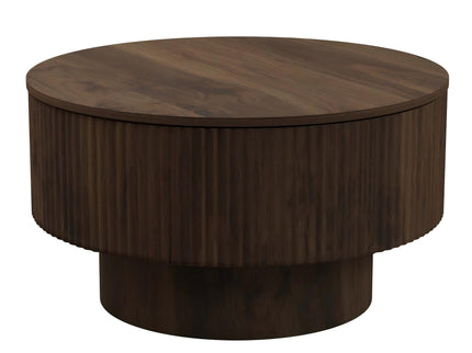 Modern Circular Coffee Table With Stripe Design And Storage Space