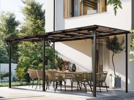Wall Mounted Outdoor Pergola Gazebo, Heavy Duty Metal Awning With Roof
