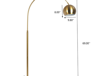 Oasis - Long Arm Gold Adjustable Floor Lamp With Round Marble Base - Gold / White Marble