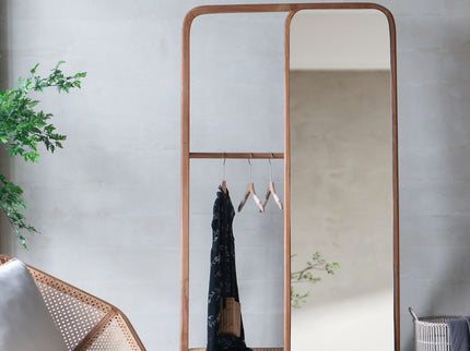 Clothes Hanger With Mirror, Large - Brown