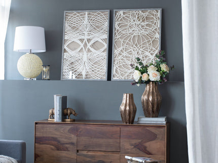 Leaf Shadow Box Wall Decor (Set of 2) - White / Gray