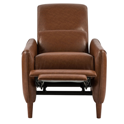 Upholstered Push Recliner Chair With Rubber Wood Legs For Living Room