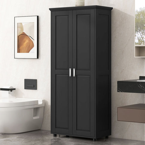 Storage Cabinet With Adjustable Shelves, 2 Doors, Rectangle Design For Bathroom