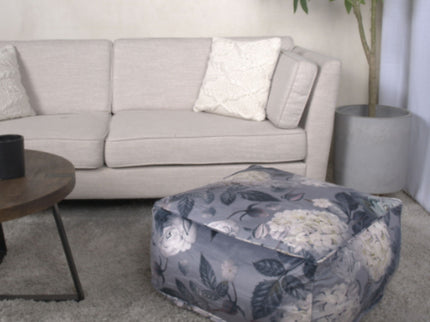 Hazel - Large Square Pouf With Flower Print