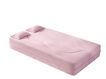 Modern Floor Sleeper Sofa Bed With 2 Pillows, Convertible Twin Size Folding Mattress For Living Room