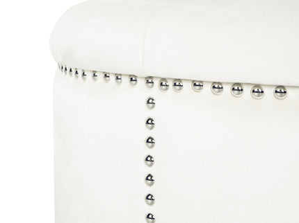 Elegant Round Ottoman Footstool With Studded Rim