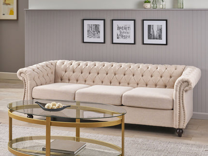 Chesterfield Style 3 Seater Sofa With Deep Button Tufting