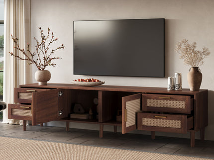 TV Stand, Media Console With 4 Drawers, Soft Closing Hinges - Dark Brown