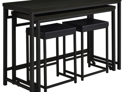 Klekner - 4 Piece Counter Height Table Set With Nesting Tables And Backless Stools - Charcoal