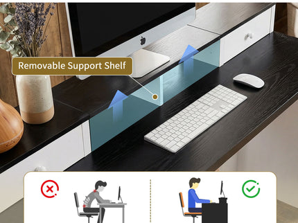 Fluted L-Shaped Desk With Charging Station & Storage Cabinet