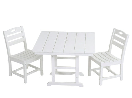 Outdoor Patio Dining Set, Square Table With Umbrella Hole And Armless Chairs