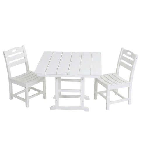 Outdoor Patio Dining Set, Square Table With Umbrella Hole And Armless Chairs