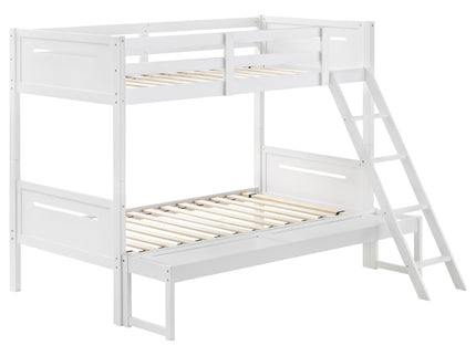 Bunk Bed With Built In Ladder, Safety Guardrails And Angled Access Step
