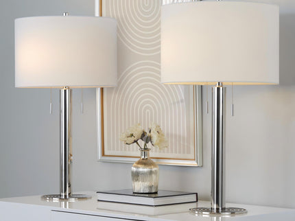 Master - 29" Contemporary Table Lamp (Set of 2) - Polished Nickel / White