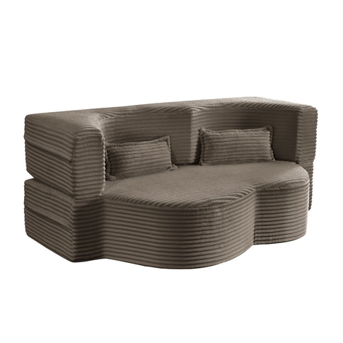 Floor Convertible Sleeper Sofa Bed With 2 Pillows