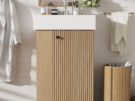 Bathroom Vanity With Sink, Freestanding Wood Grain Cabinet With Storage