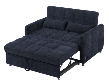 Loveseat Sofa Pull-Out Bed With Adjustable Backrest, 3 USB Ports And 2 Lumbar Pillows For Living Room