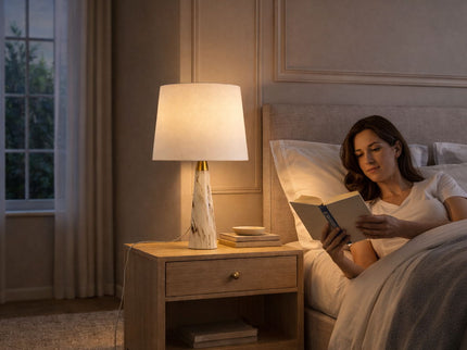 Enclave - Hydro Table Lamp With On / Off Switch Base Shade - Gold / White / White Marble