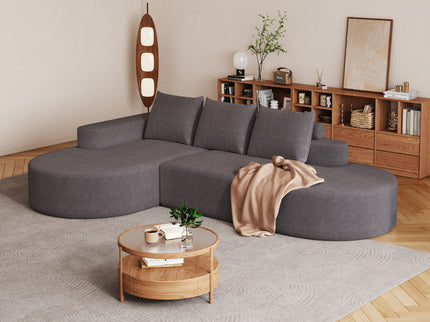 Modern Curved Sofa, L-Shaped Modular Sectional Set With 3 Pillows