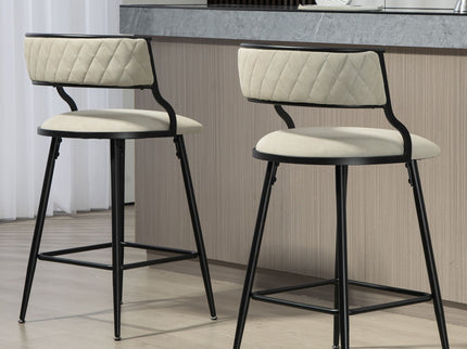Counter Height Bar Stools With Powder Coating Base And Footrest (Set of 2) -
