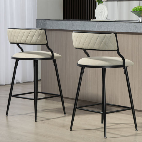 Counter Height Bar Stools With Powder Coating Base And Footrest (Set of 2) -
