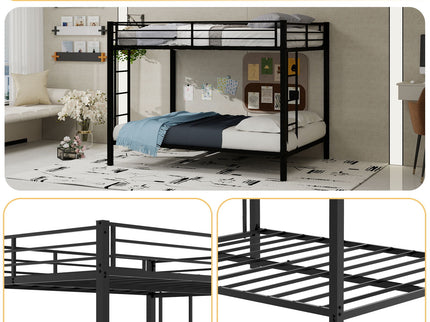 Bunk Bed For Kids, Convertible Frame With Ladders & Guardrail