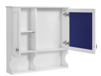 Wall Mounted Mirror Medicine Cabinet, Bathroom Storage With Doors And Open Shelves