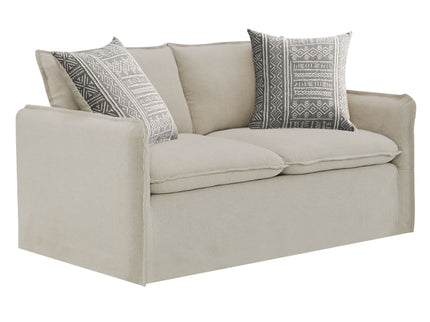 Upendo - Pattern Linen Sofa With 2 Toss Pillows - Beige