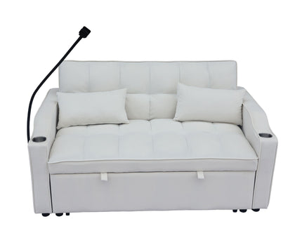 Modern Loveseat With Pullout Bed, Adjustable Reclining Backrest