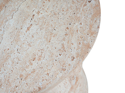 Outdoor / Indoor Lightweight Concrete Side Table With Travertine - Beige