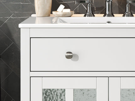 Bathroom Vanity With Ceramic Sink, Adjustable Shelf & Tip Out Tray