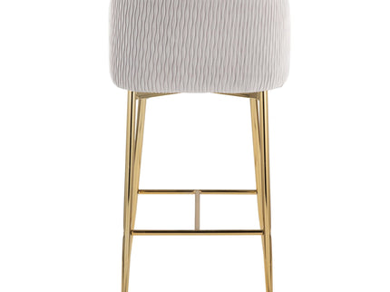 Fran - Pleated Waves Contemporary / Glam Fixed Height Counter Stool (Set of 2)