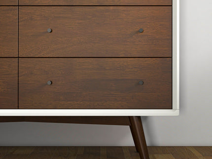 Dresser 6 Drawer - Dark Brown / White