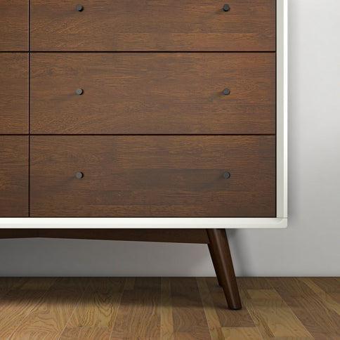 Dresser 6 Drawer - Dark Brown / White