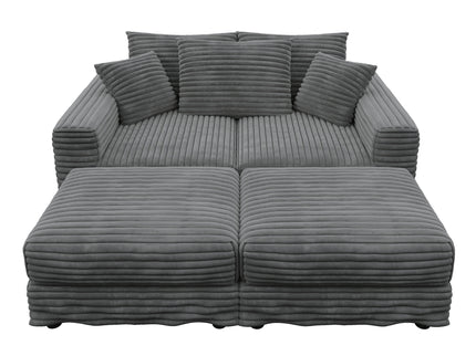 Deep Seat Convertible Sofa With Soft Pillows And Ottomans