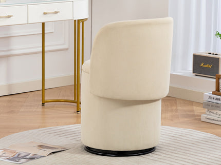 Barrel Chair, Built In Storage, 360° Swivel - Beige