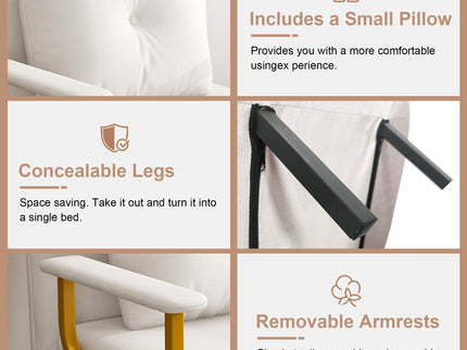 3 In 1 Convertible Folding Sofa Bed With Adjustable Backrest And Pillow