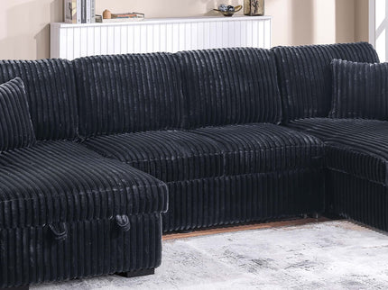 Convertible Sectional Upholstered Sleeper Sofa With Storage Chaise