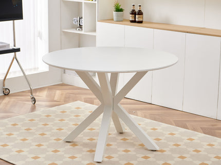 Table Mid-Century Dining Table For 4 - 6 People With Round Table Top, Pedestal Dining Table, End Table Leisure Coffee Table, Cross Leg