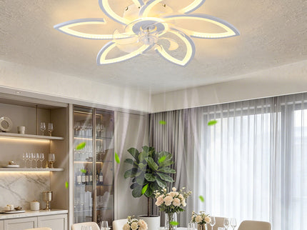 30" Flower 6 Speed Ceiling Fan With Remote Controlled LED Lights, Low Profile Flush Mount Fan