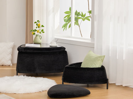 Upholstered Storage Ottoman Set With Reversible Lid