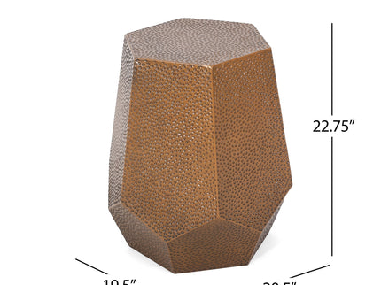 Modern Hammered Iron Geometric End Table