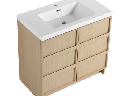 Freestanding Bathroom Vanity With Sink & 2 Soft Close Cabinet Doors