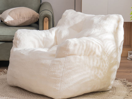 Soft Teddy Fabric Tufted Foam Bean Bag Chair With Teddy Fabric