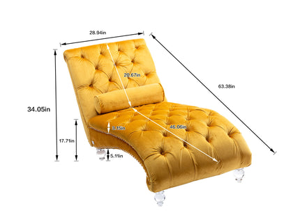 Chaise Lounge Indoor, Button Tufted Upholstered Chaise Lounge Chair With Pillow